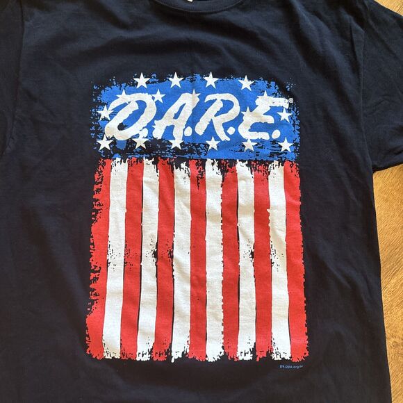Vtg DARE Fruit Of The Loom‎ Keep Kids Off Drugs American Flag Red White Blue - Picture 3 of 7